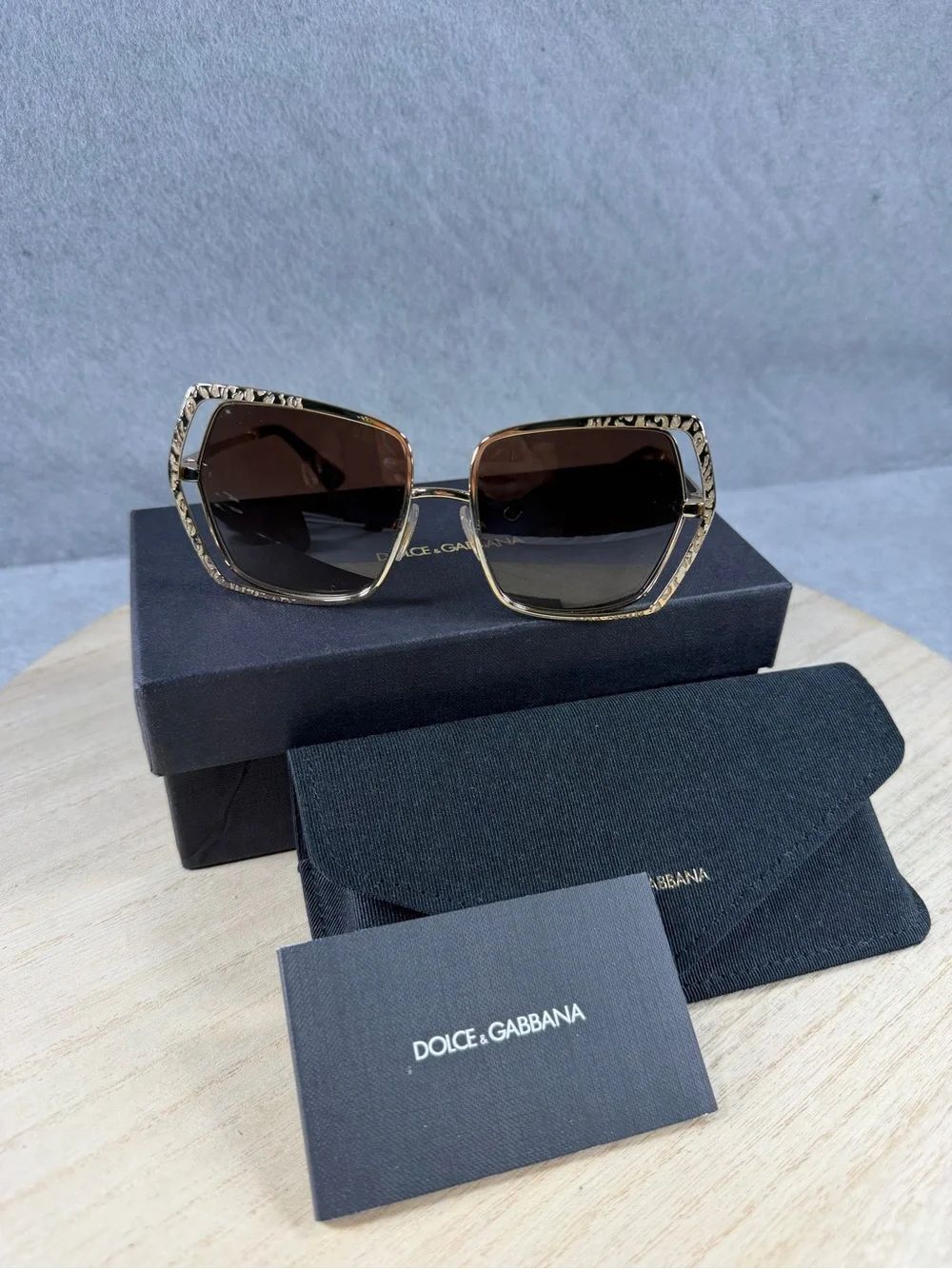 Dolce & Gabbana DG2306 Butterfly Gold Leopard Sunglasses Size 55mm